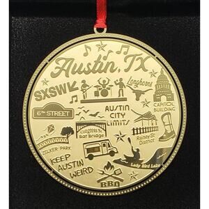 Austin TX Ornament Brass One of a Kind City Made in USA